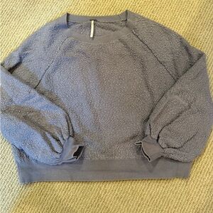 Free People Textured Gray Crew Neck Sweater